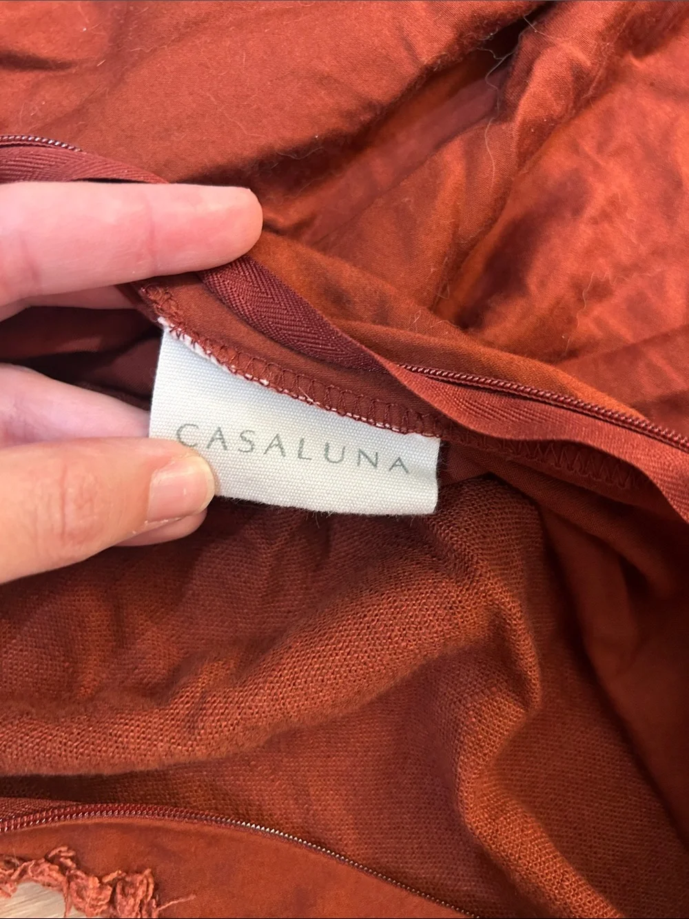 Casaluna Linen Blend King Pillow Sham Set in Rust